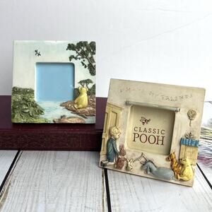 (2) Charpente Winnie the Pooh Classic 3" Mini Picture Frames Lake Eeyore Tigger